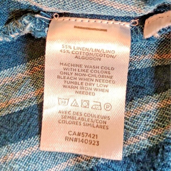 Loft Beach Top Popover Teal Blue Women Smocked Side Split  Size Medium - Picture 6 of 6